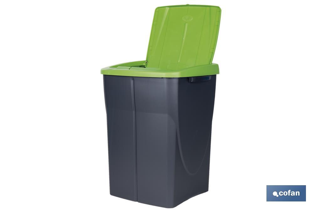 CUBO DE BASURA PARA RECICLAR 45 LITROS  COLOR VERDE 36.5 X 36 X 51  CM