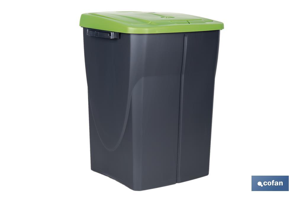 CUBO DE BASURA PARA RECICLAR 45 LITROS  COLOR VERDE 36.5 X 36 X 51  CM