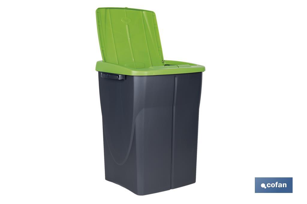 CUBO DE BASURA PARA RECICLAR 45 LITROS  COLOR VERDE 36.5 X 36 X 51  CM