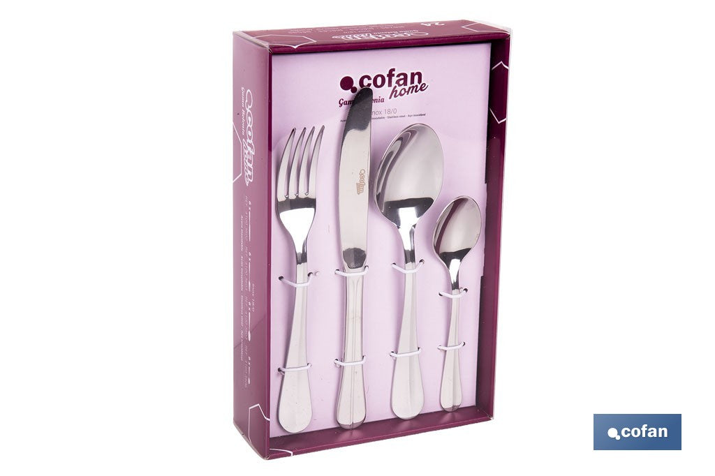 CUBERTERIA INOX MODELO BOLONIA 24 pcs C-18/0 2 mm