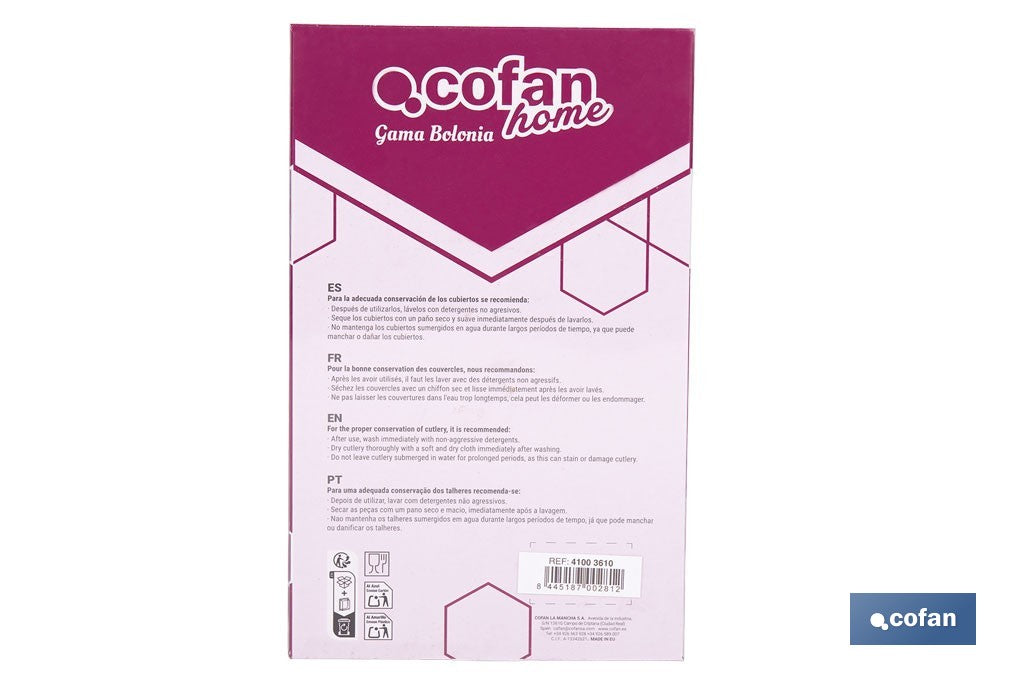 CUBERTERIA INOX MODELO BOLONIA 24 pcs C-18/0 2 mm