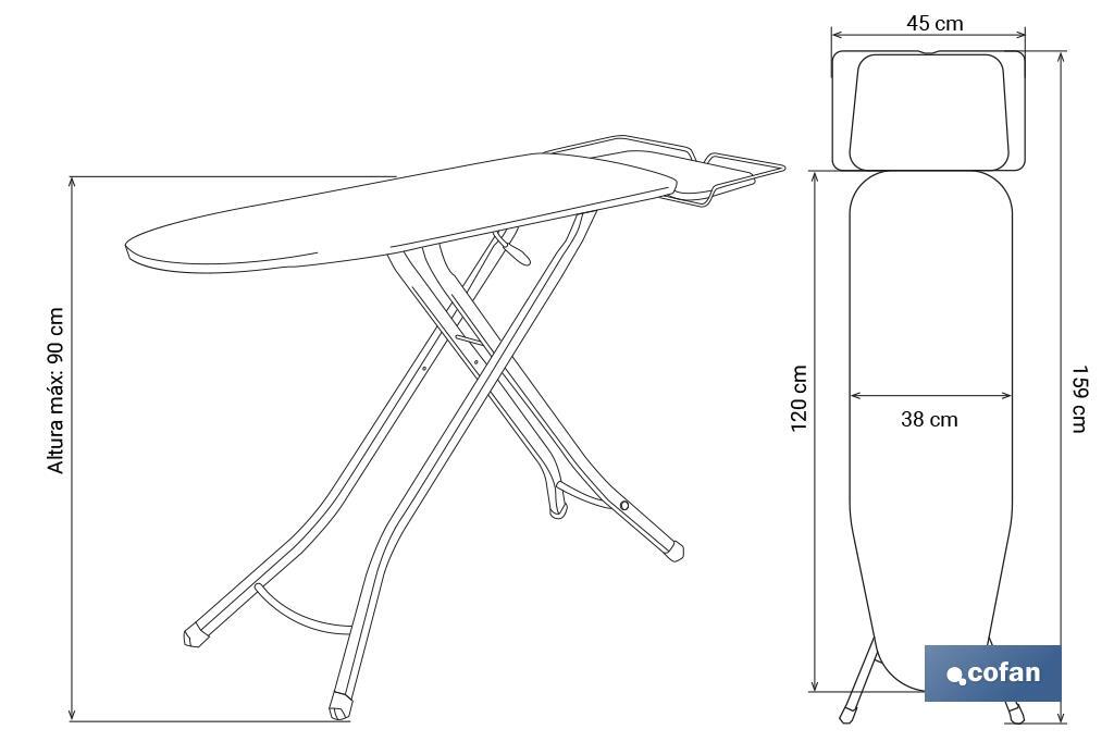 TABLA PLANCHAR 120X38 cm MODELO CESENA DISEÑO 3