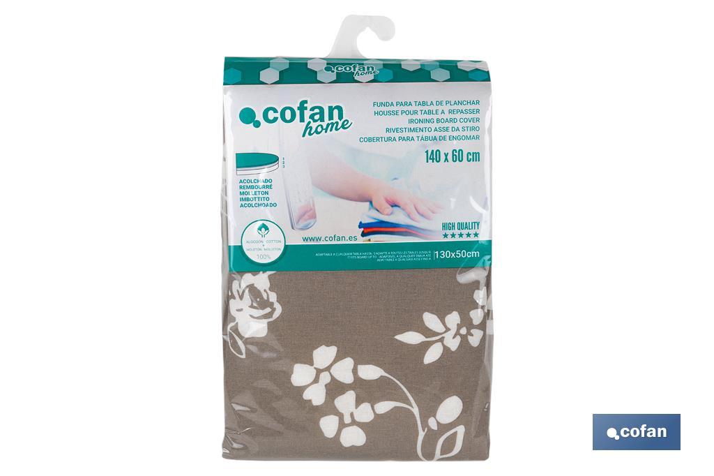 FUNDA TABLA PLANCHAR ACOLCHADA 140X60 FLORES BLANCAS