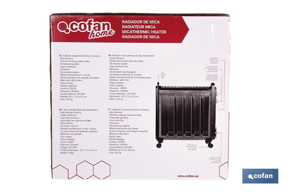 RADIADOR DE MICA BLANCO MODELO ASTANA 2000W