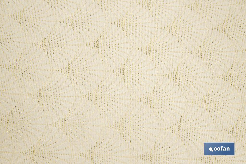 MANTEL ANTIMANCHAS RESINADO CONFECCIONADO 1,40 X 2,0 M 50% PES 45% CO 5% LUREX LINEAS DE ORO