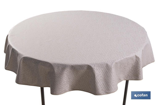 MANTEL REDONDO PÉTALOS ANTIMANCHAS RESINADO JACQUARD CONFECCIONADO 50 % ALGODÓN 50 % POLIÉSTER 1,40 M