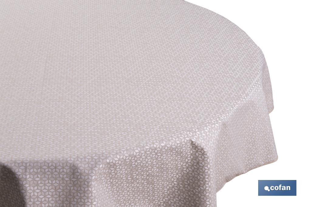 MANTEL REDONDO PÉTALOS ANTIMANCHAS RESINADO JACQUARD CONFECCIONADO 50 % ALGODÓN 50 % POLIÉSTER 1,60 M
