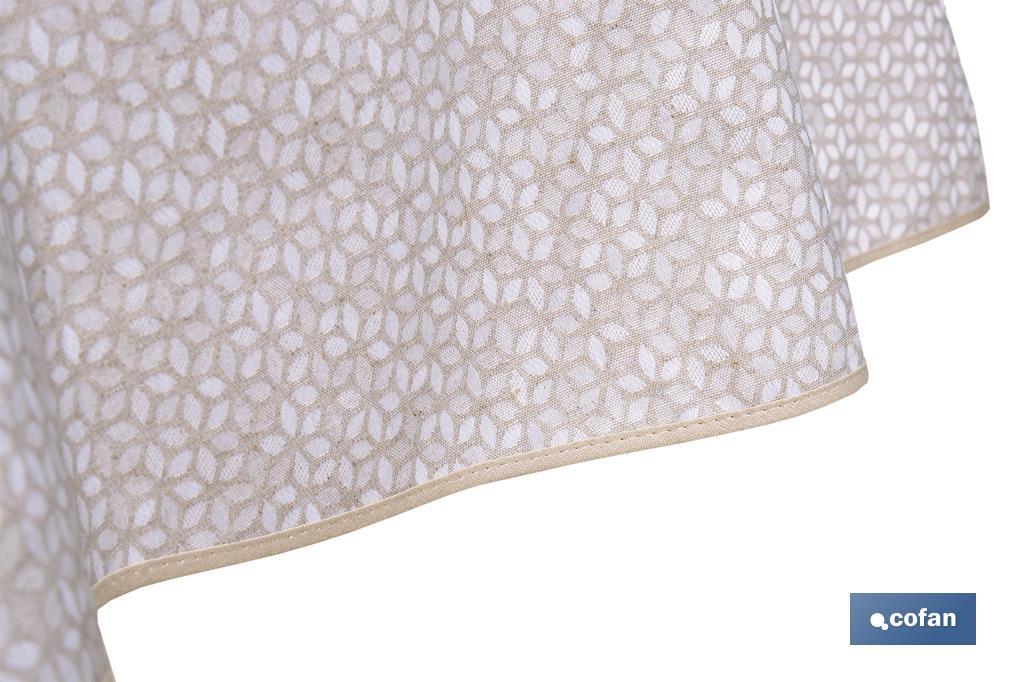 MANTEL REDONDO PÉTALOS ANTIMANCHAS RESINADO JACQUARD CONFECCIONADO 50 % ALGODÓN 50 % POLIÉSTER 1,40 M
