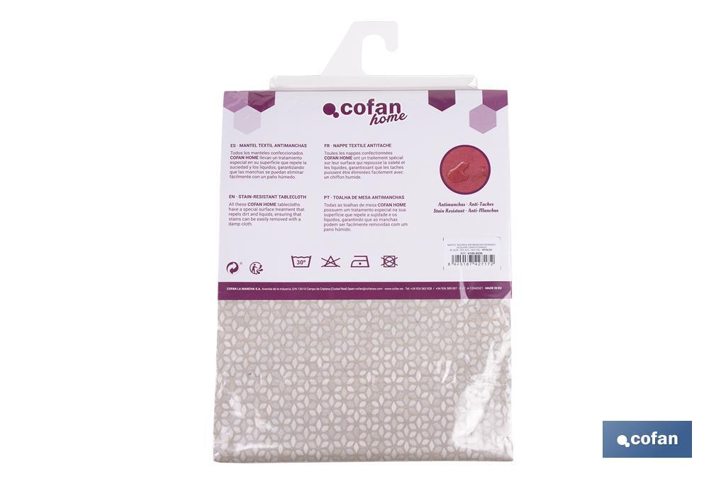 MANTEL REDONDO PÉTALOS ANTIMANCHAS RESINADO JACQUARD CONFECCIONADO 50 % ALGODÓN 50 % POLIÉSTER 1,80 M