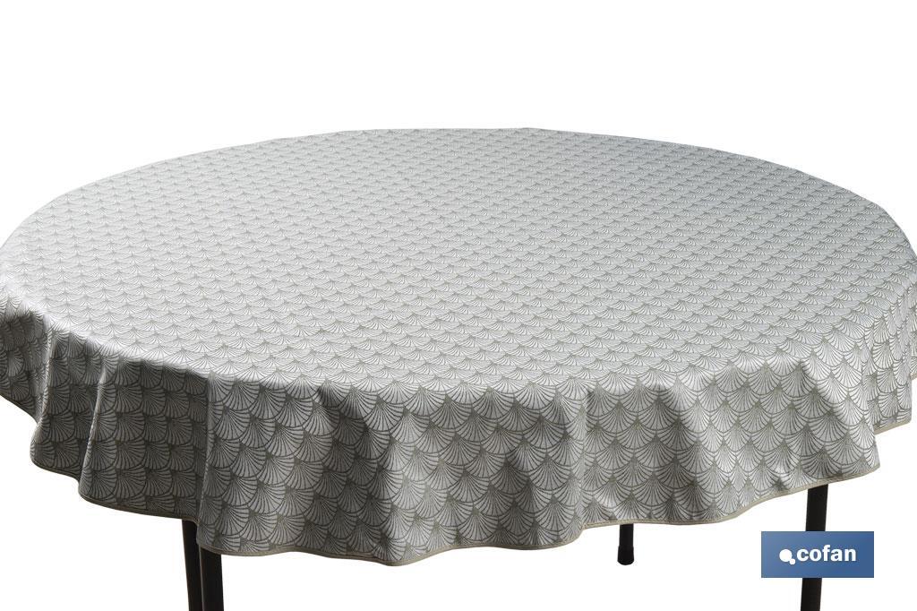 MANTEL REDONDO ARCOS VERDES ANTIMANCHAS RESINADO JACQUARD CONFECCIONADO 50% ALGODÓN 50% POLIESTER 1,40 M