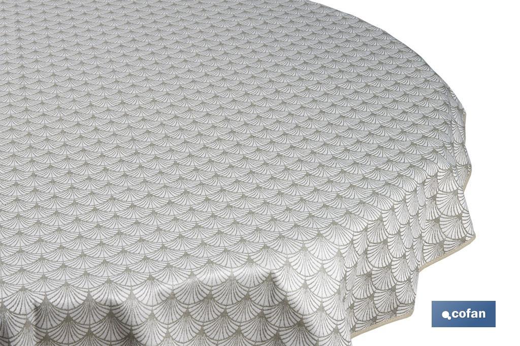 MANTEL REDONDO ARCOS VERDES ANTIMANCHAS RESINADO JACQUARD CONFECCIONADO 50% ALGODÓN 50% POLIESTER 1,60 M