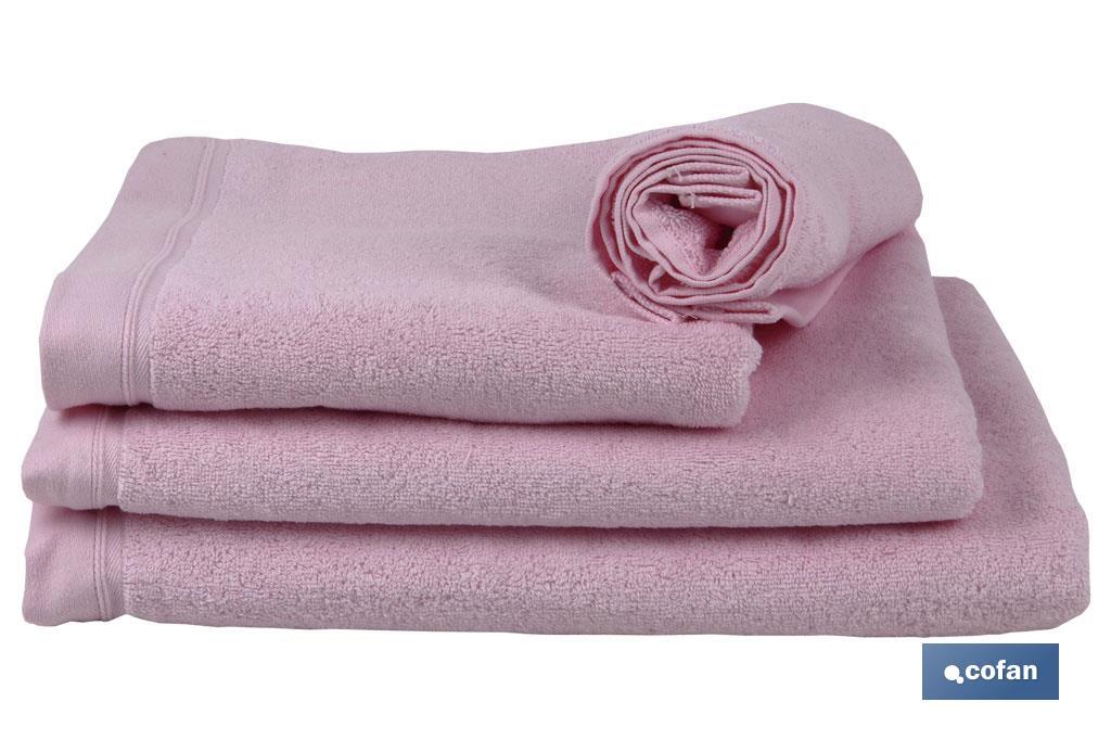 TOALLA BAÑO ROSA CLARO GR.580/M2 GAMA  FLOR 100X150cm