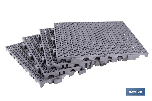 SET DE 4 UDS. LOSETA ALVEOLADA GRIS CLARO DE PVC 33 X 33 X 2 CM