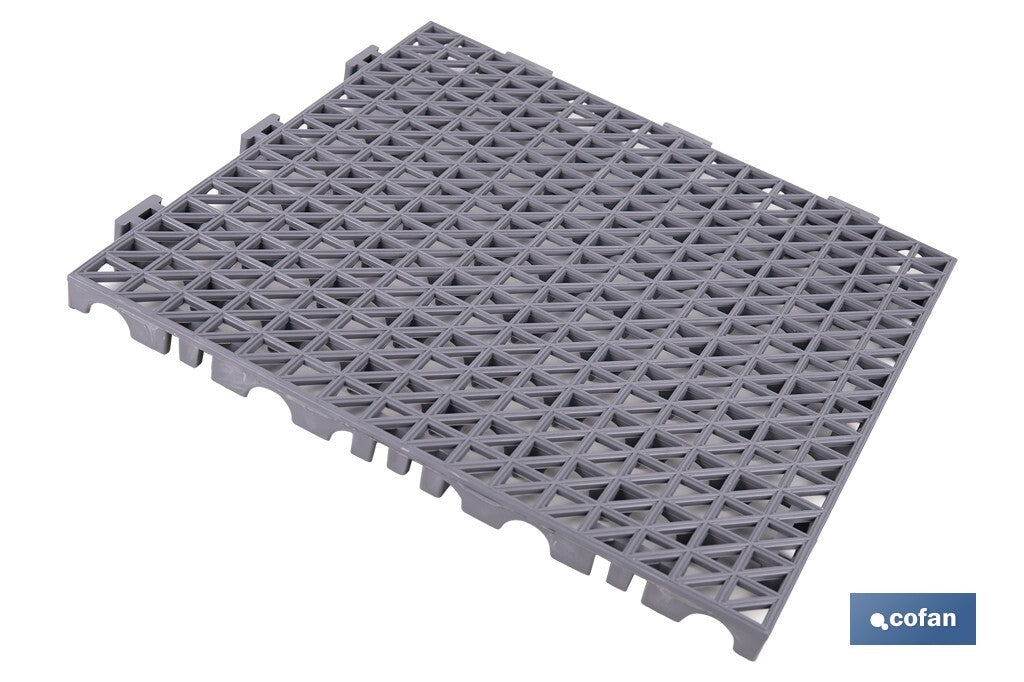 SET DE 4 UDS. LOSETA ALVEOLADA GRIS CLARO DE PVC 33 X 33 X 2 CM