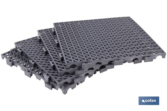 SET DE 4 UDS. LOSETA ALVEOLADA GRIS OSCURO DE PVC 33 X 33 X 2 CM