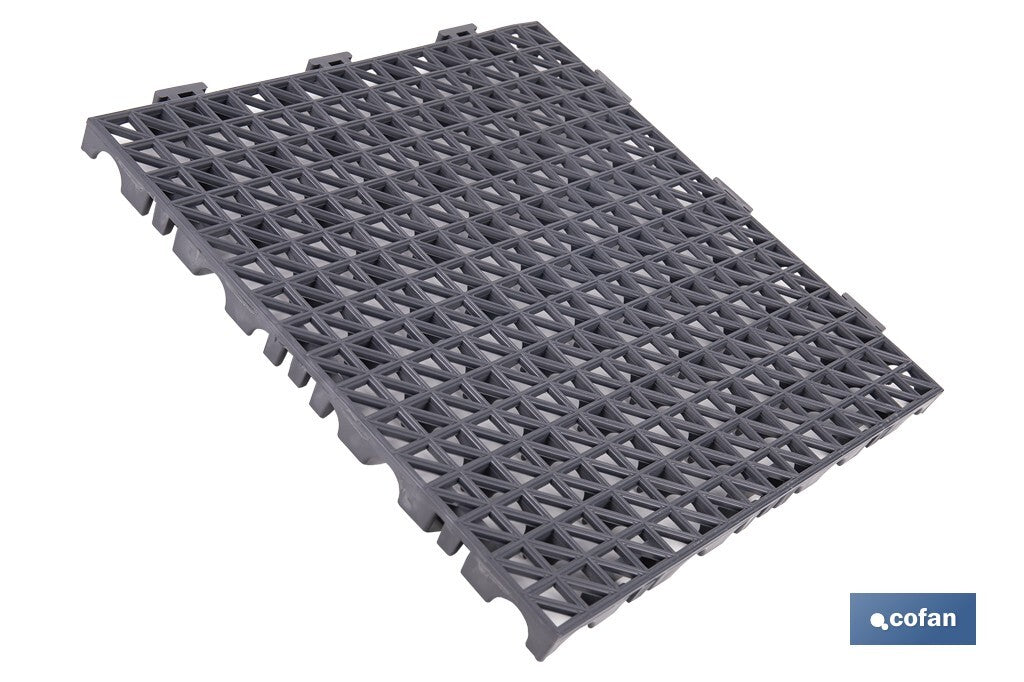 SET DE 4 UDS. LOSETA ALVEOLADA GRIS OSCURO DE PVC 33 X 33 X 2 CM