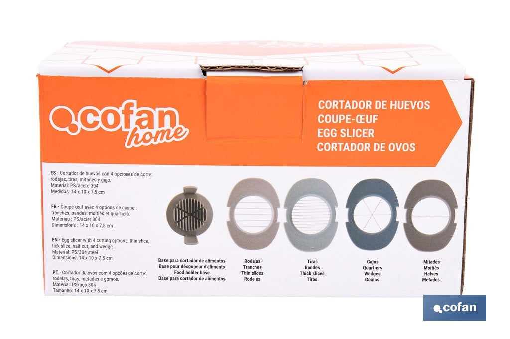 CORTADOR DE HUEVOS 4 EN 1 CON DIFERENTES LAMINAS DE CORTE