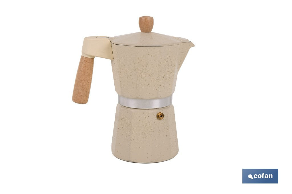 CAFETERA ITALIANA DE INDUCCIÓN BEIGE CON GRANITO 6 TAZAS