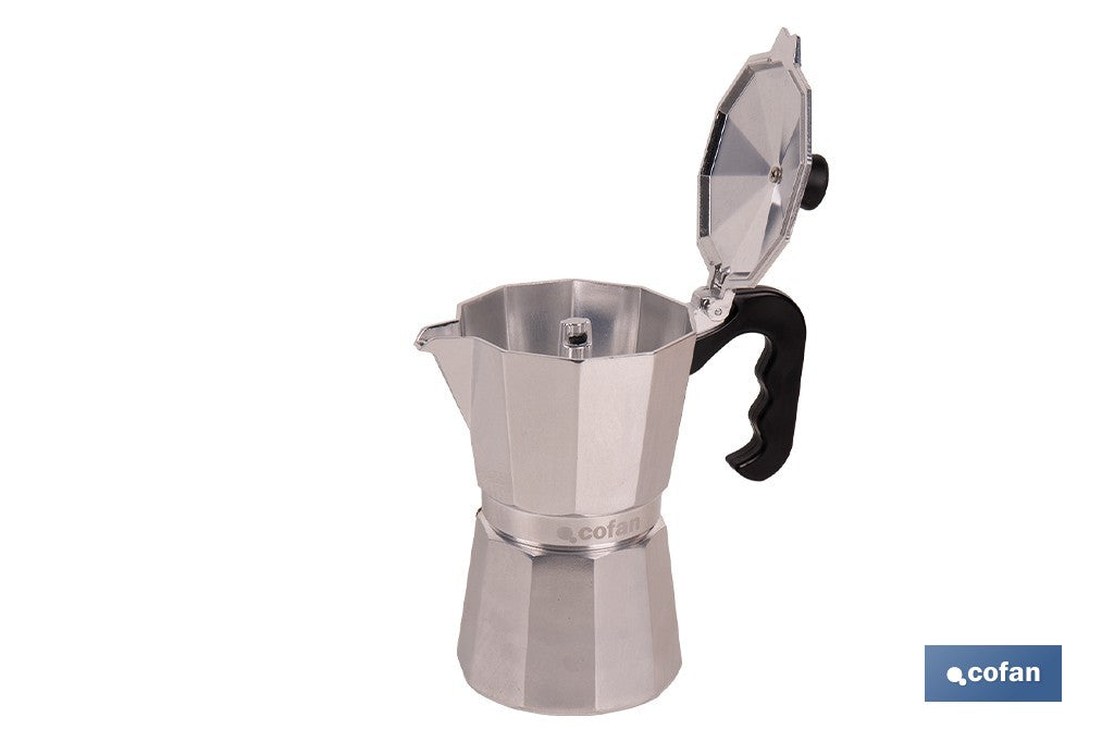 CAFETERA ITALIANA DE ALUMINIO PARA INDUCCIÓN 12 TAZAS
