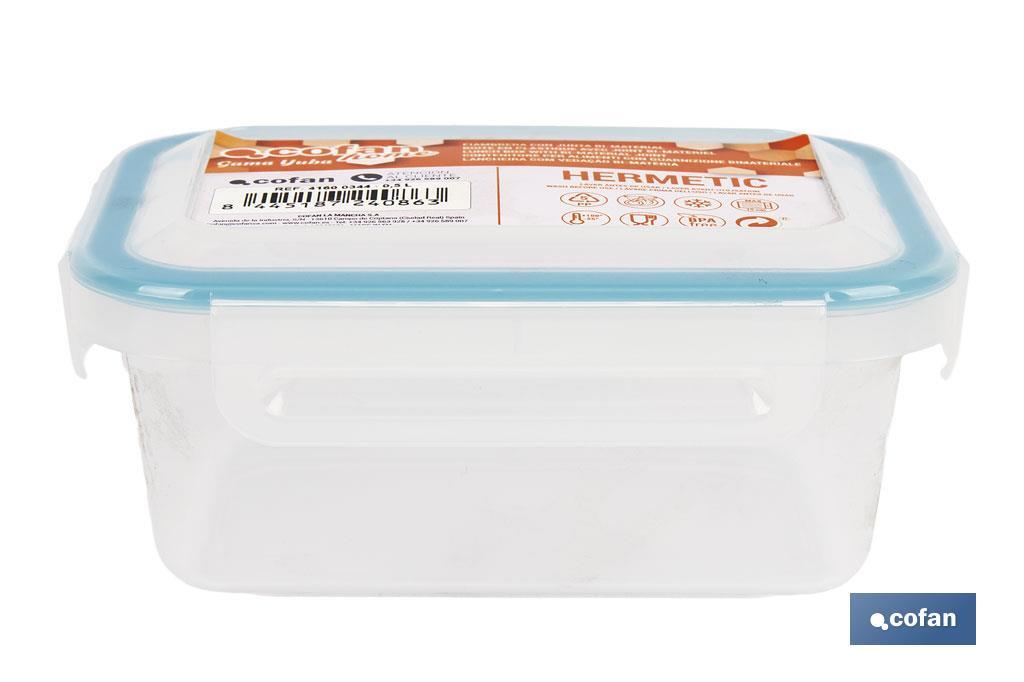FIAMBRERA AZUL RECTANGULAR CON JUNTA BI-MATERIA MODELO YUBA 1 L