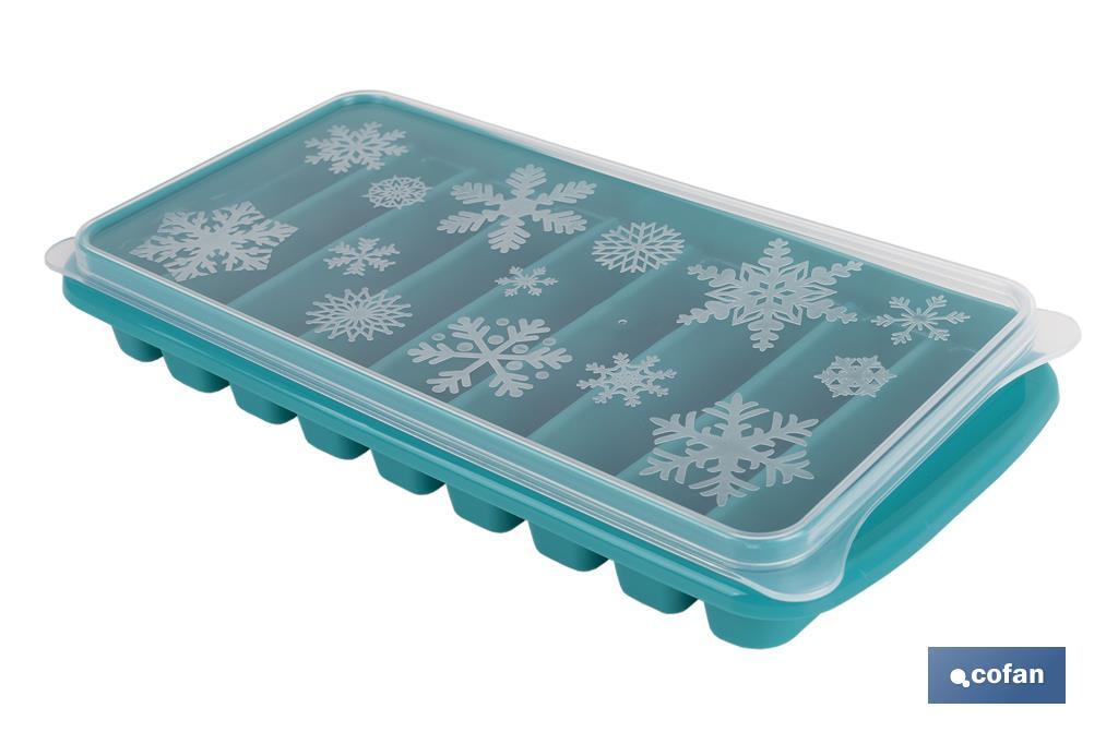 CUBITERA HIELO CON TAPA COLOR TURQUESA 12.5X26X4 cm venta unitaria