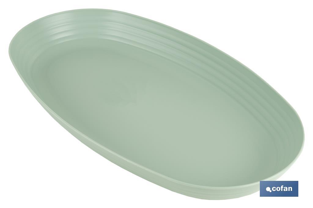FUENTE OVALADA VERDE AGUA 39 x22x 4,5 cm MODELO NARA 2000ml venta unitaria
