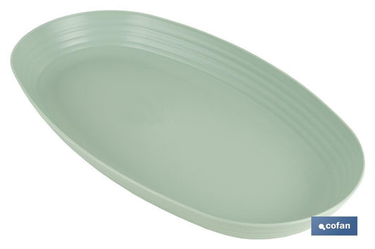 FUENTE OVALADA VERDE AGUA 39 x22x 4,5 cm MODELO NARA 2000ml venta unitaria