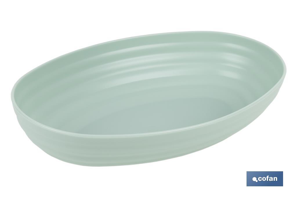 FUENTE OVALADA VERDE AGUA 24X16X5.5cm MODELO NARA 1080ml