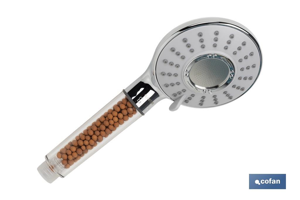 MANGO DE DUCHA IÓNICA CON ESFERAS MINERALES TRES FUNCIONES MODELO SPA