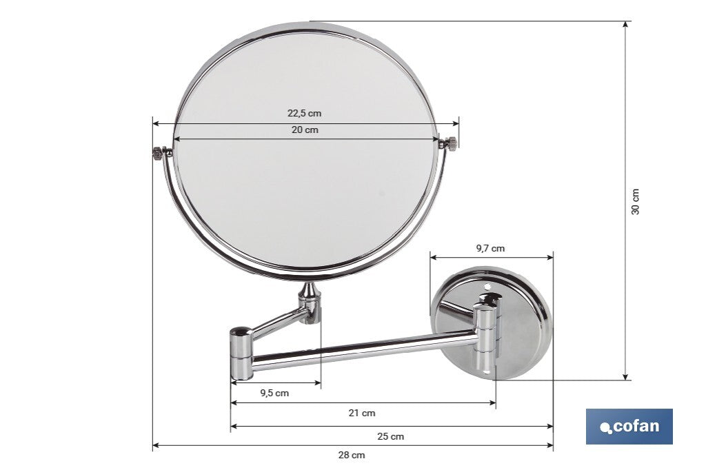 ESPEJO REDONDO BAÑO AUMENTO 3x GAMA LAGOA INOX 304