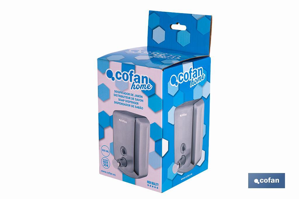 DOSIFICADOR DE JABÓN EN ACERO INOXIDABLE 304 CEPILLADO 500 ML 10 X 6 X 15,5 CM