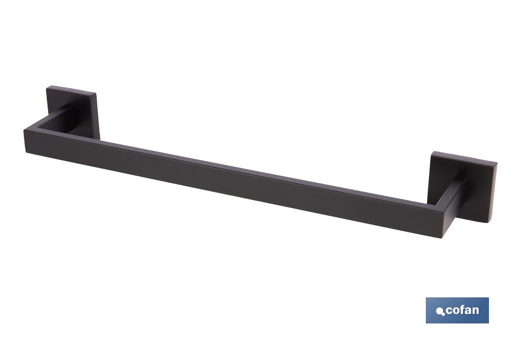 TOALLERO NEGRO MATE DE ACERO CON DISEÑO CUADRADO GAMA FAIAL 45 X 8 X 5,5 CM