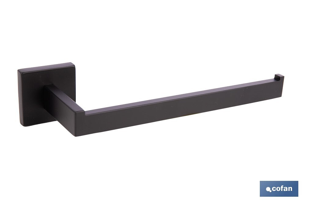 TOALLERO NEGRO MATE DE ACERO CON DISEÑO CUADRADO GAMA FAIAL 27 X 8 X 5,5 CM