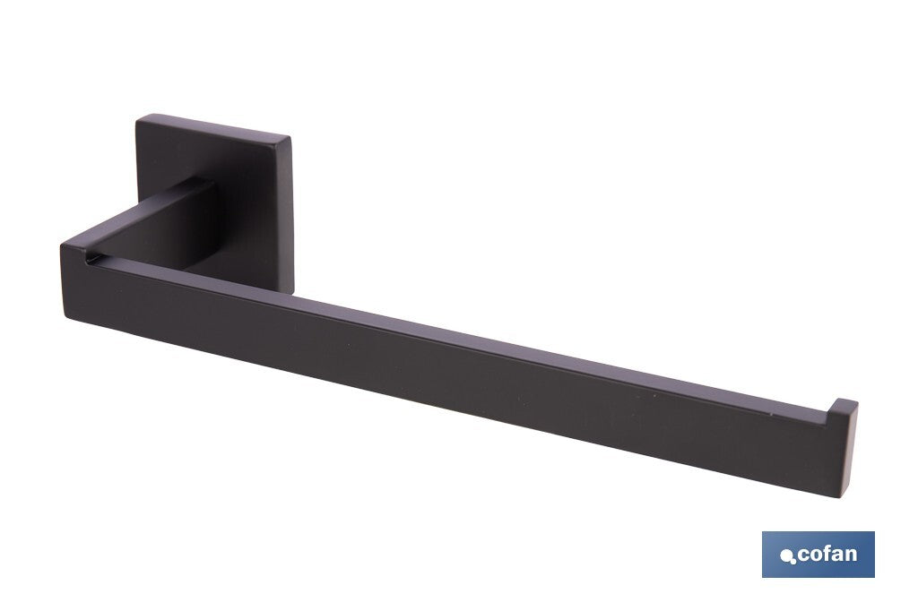 TOALLERO NEGRO MATE DE ACERO CON DISEÑO CUADRADO GAMA FAIAL 27 X 8 X 5,5 CM