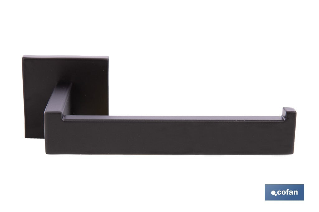 PORTARROLLOS/TOALLERO NEGRO MATE DE ACERO CON DISEÑO CUADRADO GAMA FAIAL 16 X 8 X 5,5 CM