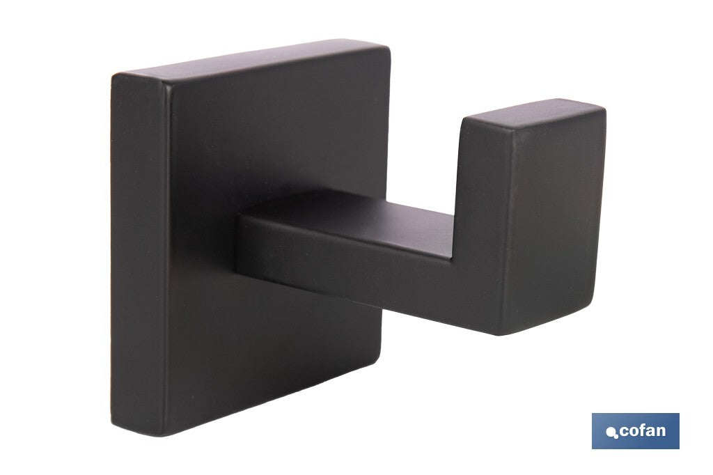 PERCHA NEGRA MATE DE ACERO CON DISEÑO CUADRADO GAMA FAIAL 5,5 X 6 X 5,5 CM