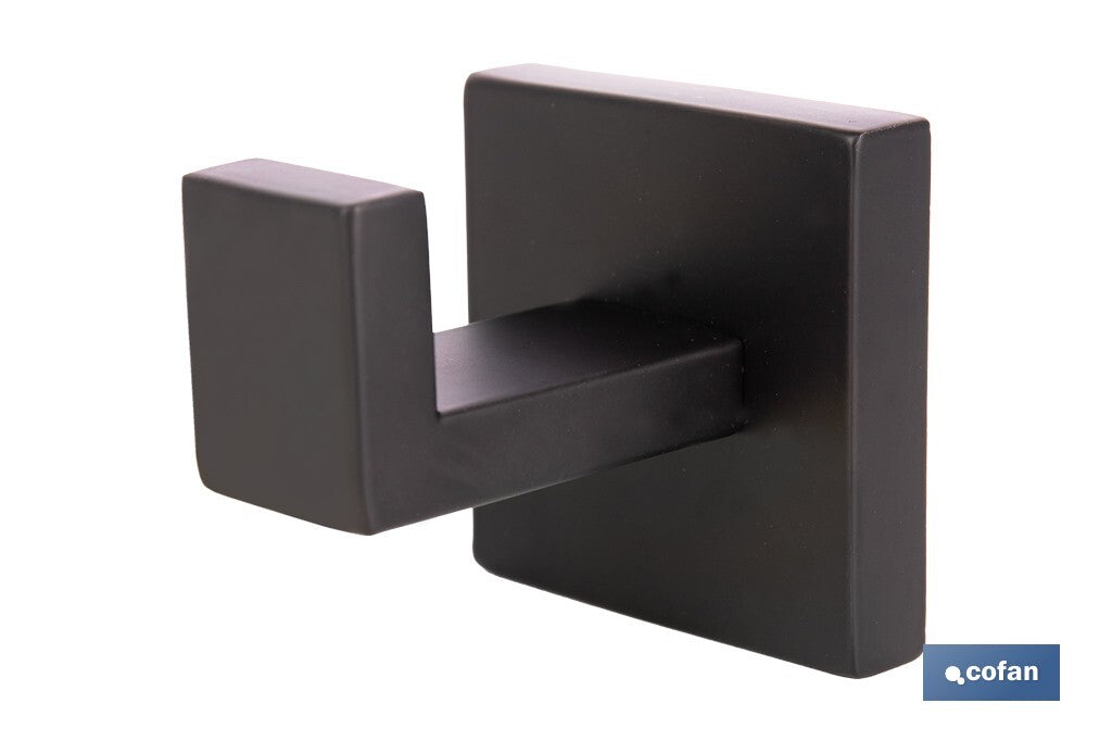 PERCHA NEGRA MATE DE ACERO CON DISEÑO CUADRADO GAMA FAIAL 5,5 X 6 X 5,5 CM