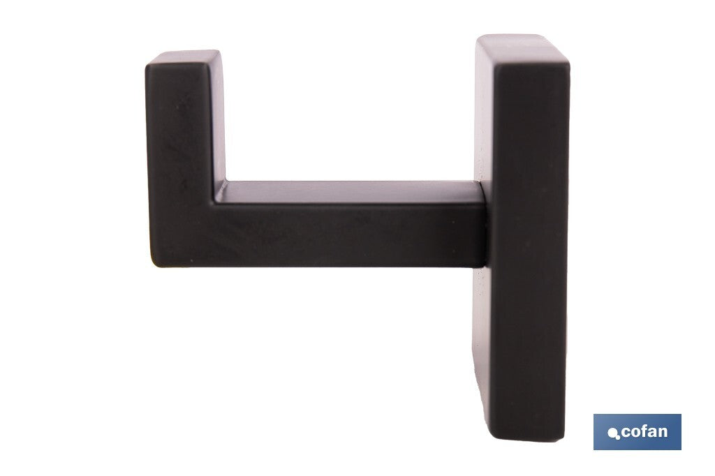 PERCHA NEGRA MATE DE ACERO CON DISEÑO CUADRADO GAMA FAIAL 5,5 X 6 X 5,5 CM