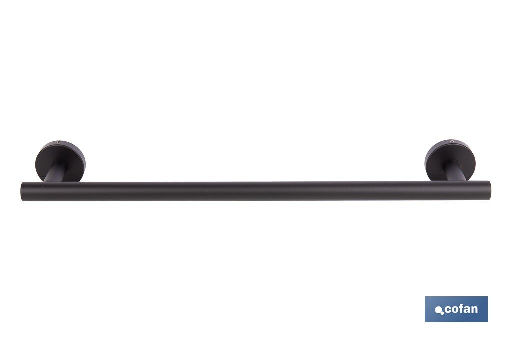 TOALLERO NEGRO MATE DE ACERO CON DISEÑO REDONDO GAMA RIBEIRA 45 X 8 X 5 CM