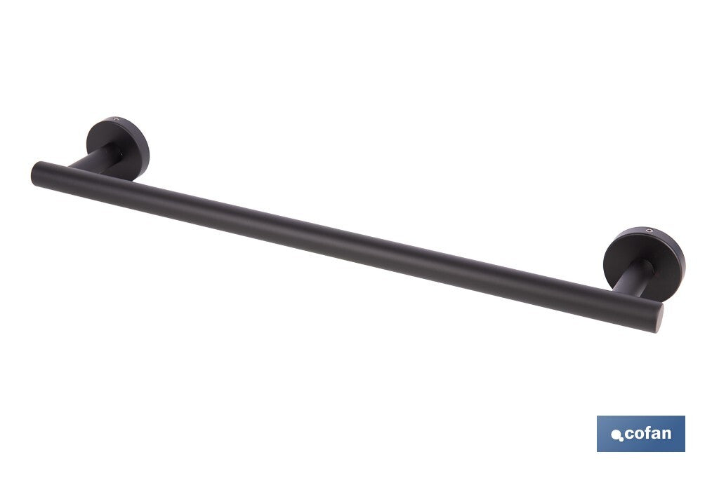 TOALLERO NEGRO MATE DE ACERO CON DISEÑO REDONDO GAMA RIBEIRA 45 X 8 X 5 CM