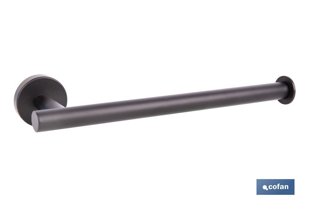 TOALLERO NEGRO MATE DE ACERO CON DISEÑO REDONDO GAMA RIBEIRA 28 X 8 X 5 CM