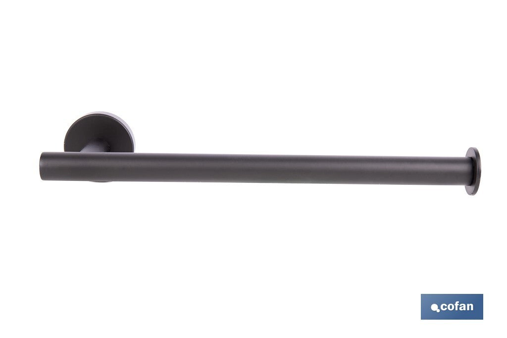 TOALLERO NEGRO MATE DE ACERO CON DISEÑO REDONDO GAMA RIBEIRA 28 X 8 X 5 CM