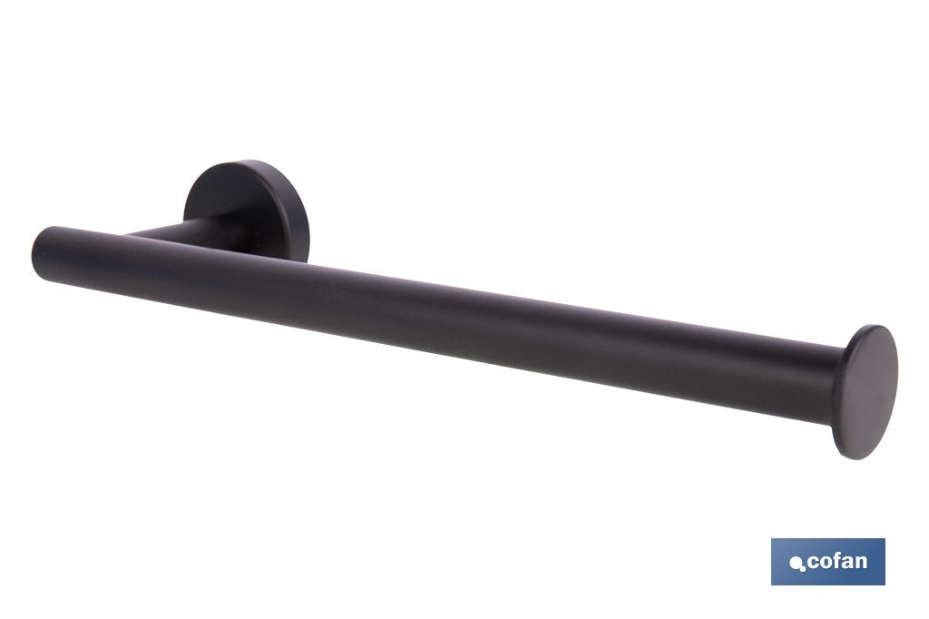 TOALLERO NEGRO MATE DE ACERO CON DISEÑO REDONDO GAMA RIBEIRA 28 X 8 X 5 CM