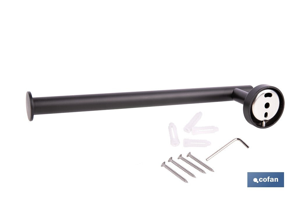 TOALLERO NEGRO MATE DE ACERO CON DISEÑO REDONDO GAMA RIBEIRA 28 X 8 X 5 CM