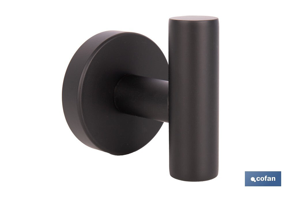 PERCHA NEGRA MATE DE ACERO CON DISEÑO REDONDO GAMA RIBEIRA 5 X 5 X 6 CM