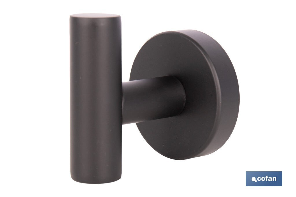 PERCHA NEGRA MATE DE ACERO CON DISEÑO REDONDO GAMA RIBEIRA 5 X 5 X 6 CM