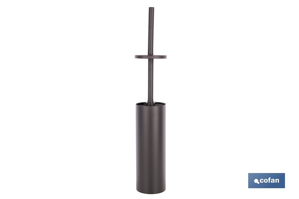 ESCOBILLERO PARA INODORO NEGRO MATE DE ACERO GAMA RIBEIRA 9,1 X 9,1 X 39 CM