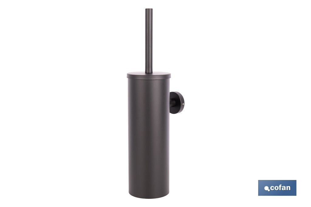 ESCOBILLERO DE PARED PARA INODORO NEGRO MATE DE ACERO GAMA RIBEIRA 9,1 X 12,9 X 39 CM