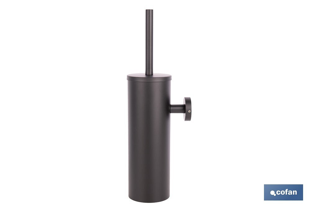 ESCOBILLERO DE PARED PARA INODORO NEGRO MATE DE ACERO GAMA RIBEIRA 9,1 X 12,9 X 39 CM