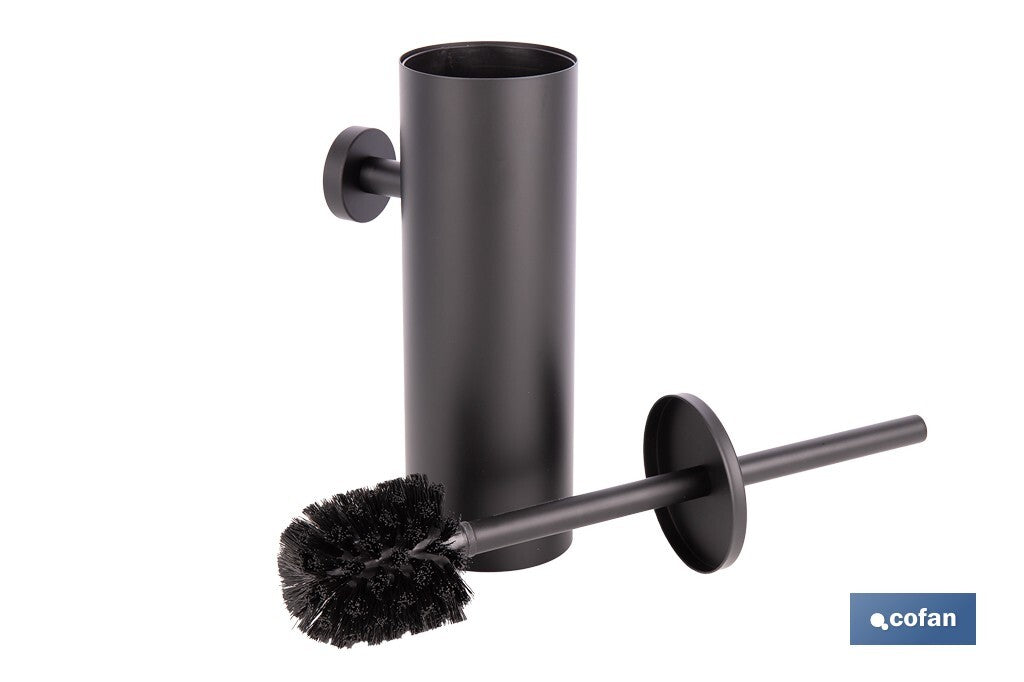 ESCOBILLERO DE PARED PARA INODORO NEGRO MATE DE ACERO GAMA RIBEIRA 9,1 X 12,9 X 39 CM